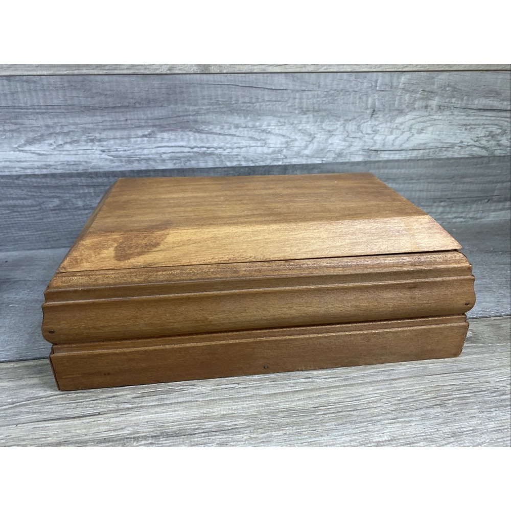 Unbranded Wooden‎ Storage Box Unisex Small Brown Good Rustic Beveled Lid